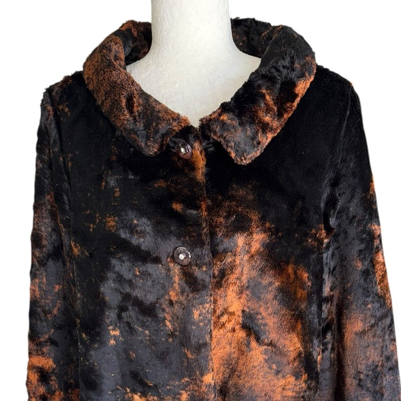 Anthropologie Tulle Black & Brown Faux Fur Collared Crop Jacket Coat - XL - Picture 2 of 12